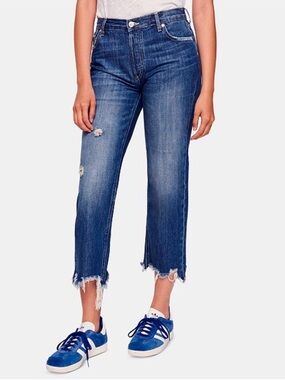 We The Free Blue Distressed Straight Leg Jeans